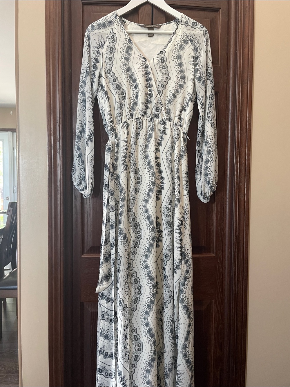 charlie jade White Maxi Dress with Navy Paisley Print